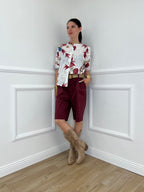 Camicia Fiori Inserti Sangallo 2340 Burgundy