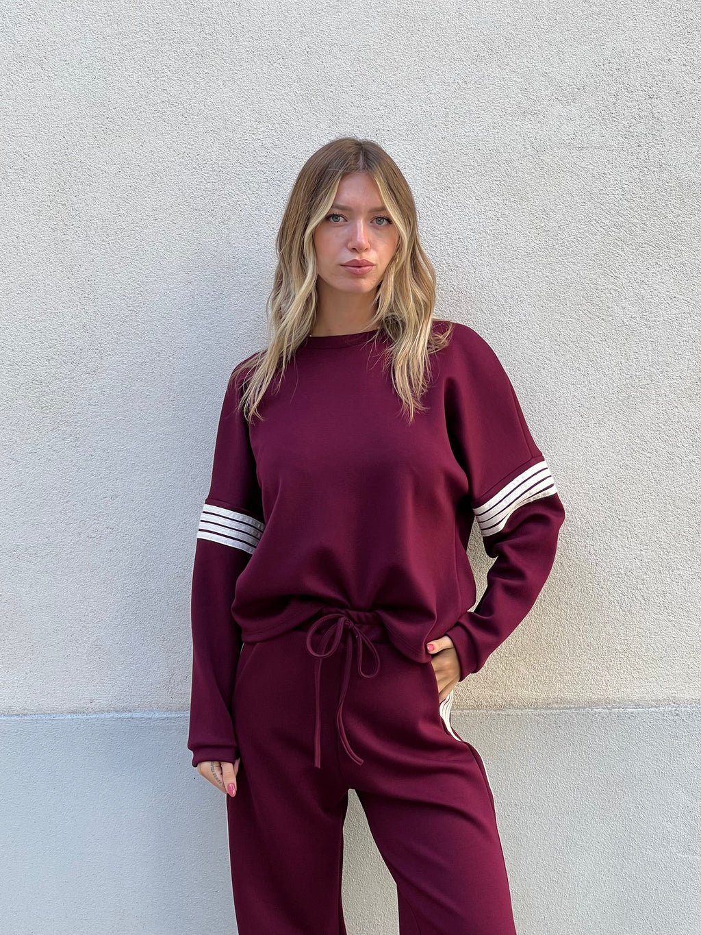 Tuta Viscosa Bande 23162 Burgundy