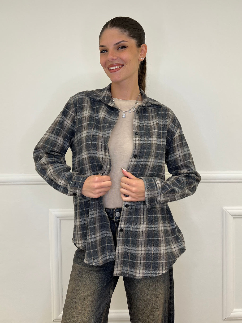 Camicia Madras A35 Grigio