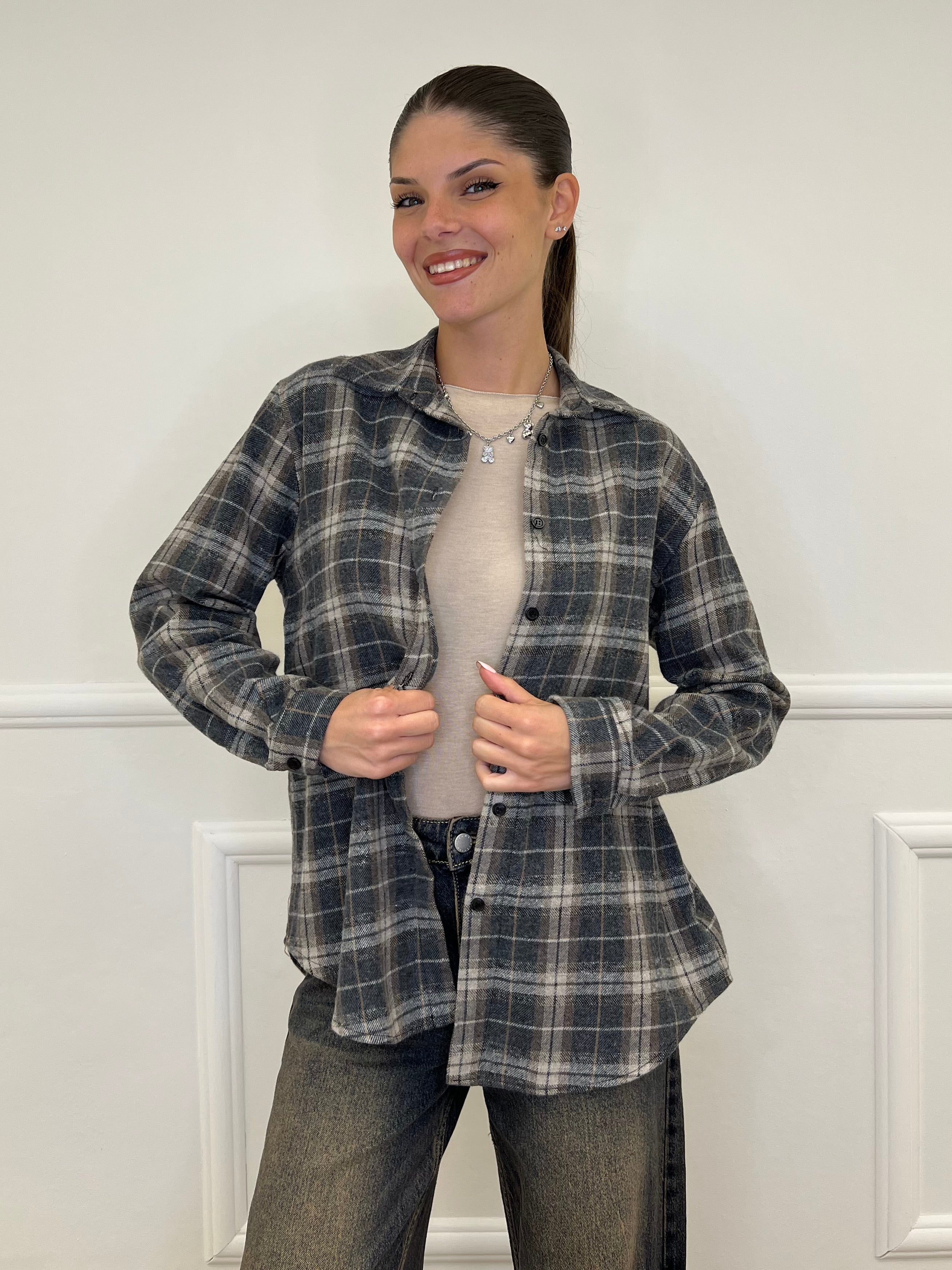 Camicia Madras A35 Grigio