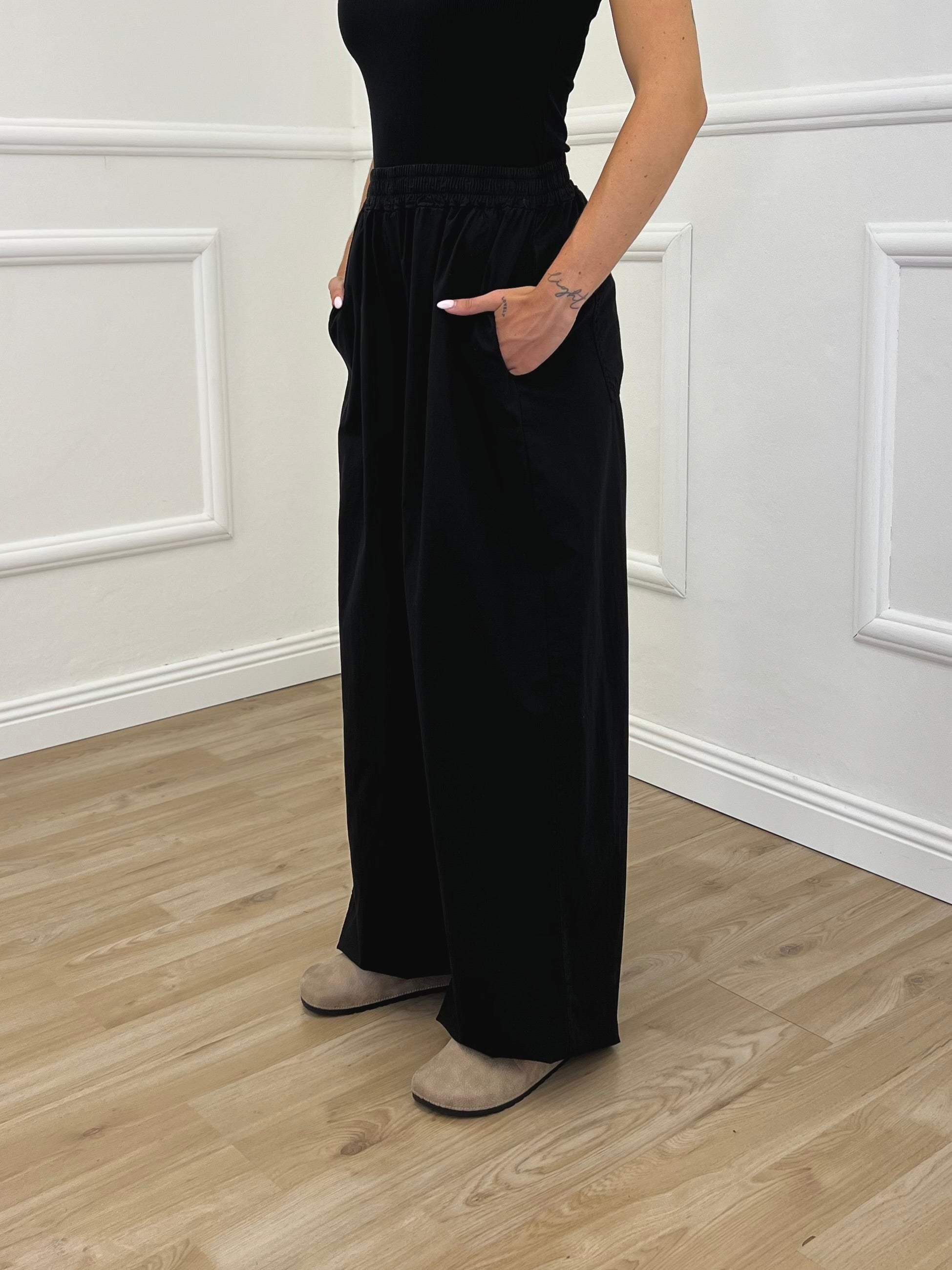 Pantalone a Palazzo Cotone 826121 Nero
