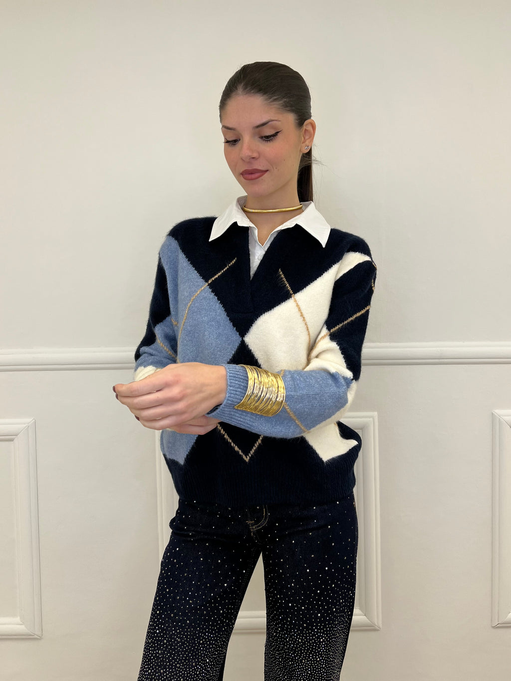 Maglia Camicia Losanghe 11116 Blu