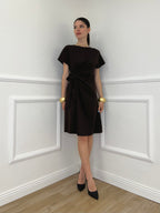 Vestito Con Drappeggio e Fiocco 4782 Marrone