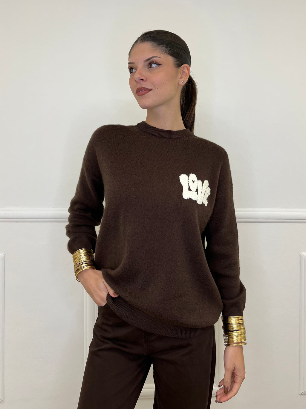 Maglia Love 4982608 Marrone