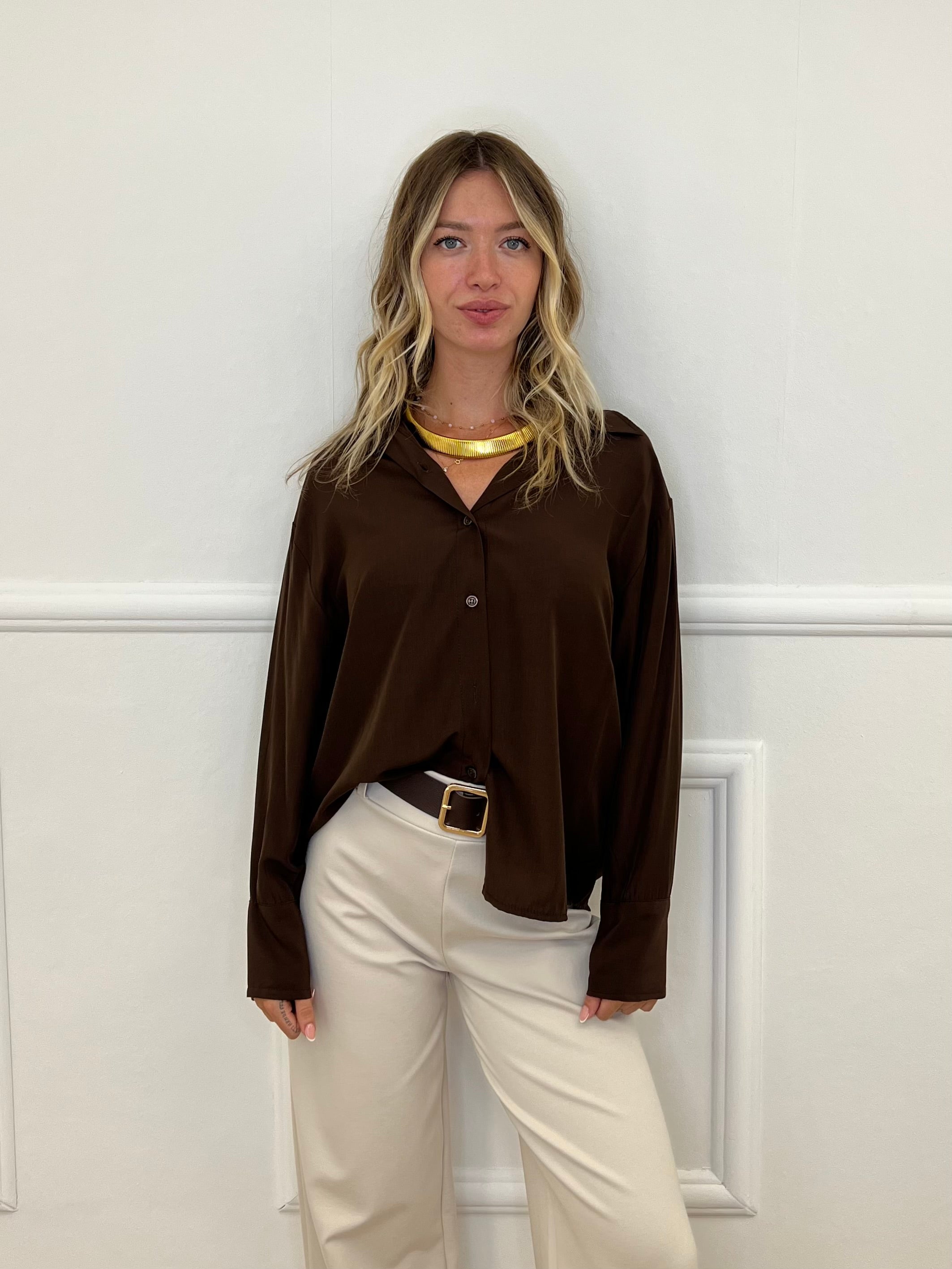 Camicia Scatoletta Cupro 82228 Marrone
