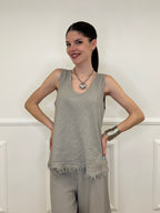 Completo Canotta e Bermuda Misto Lino 10732 Taupe