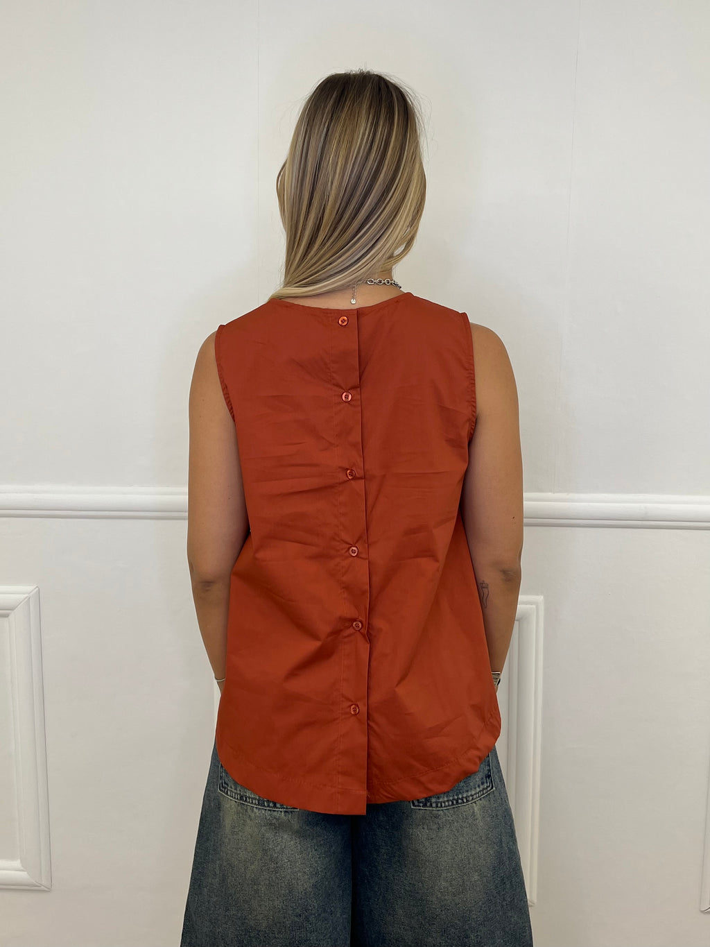 Blusa Popeline Bottoncini 2692 Mattone