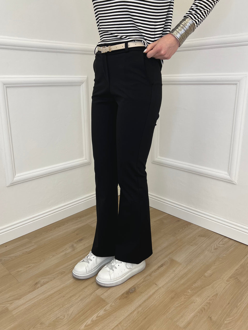 Pantalone Flare Cintura 26513 Nero