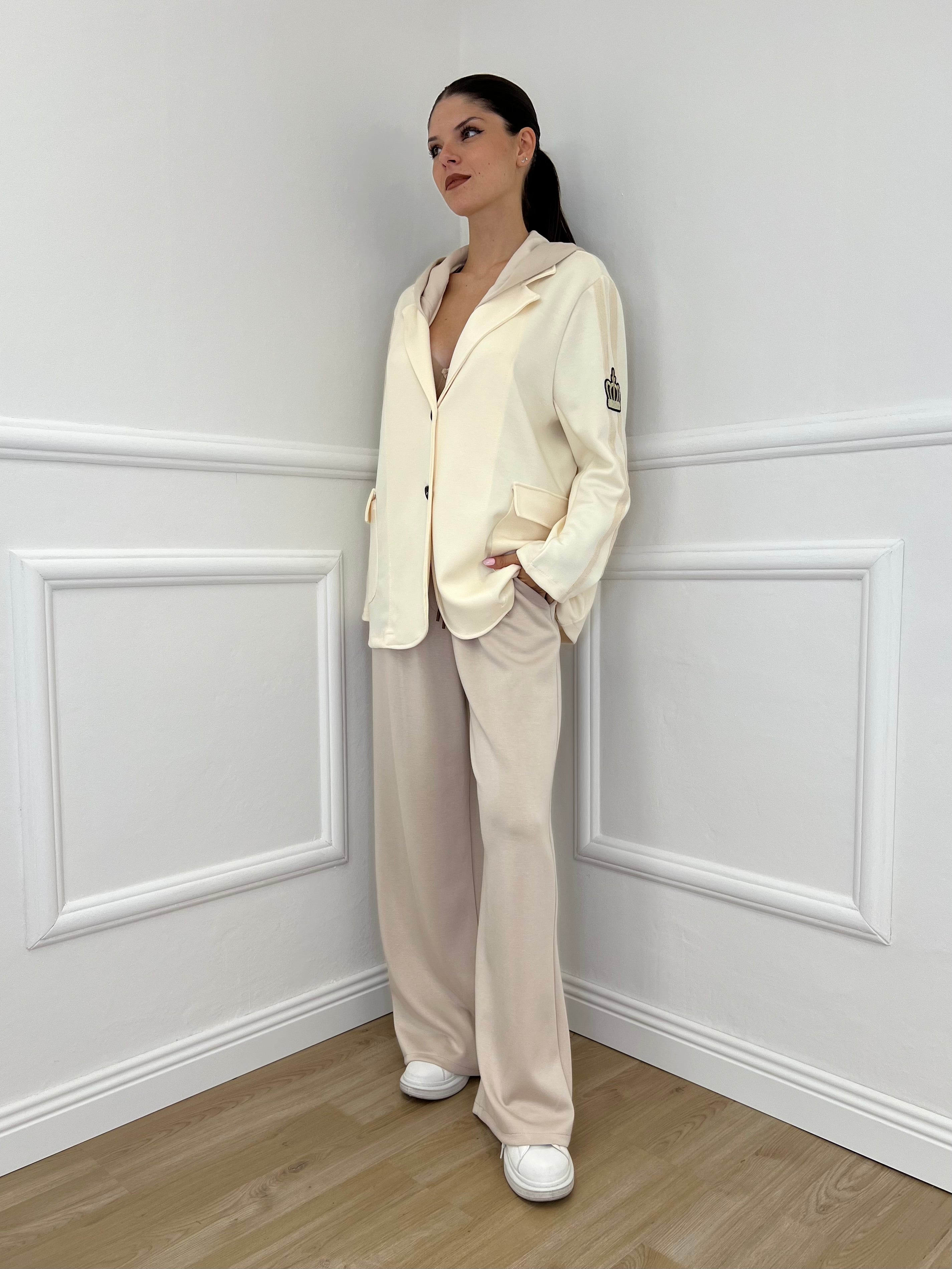 Giacca Cappuccio 27599 Panna - Bazar Abbigliamento