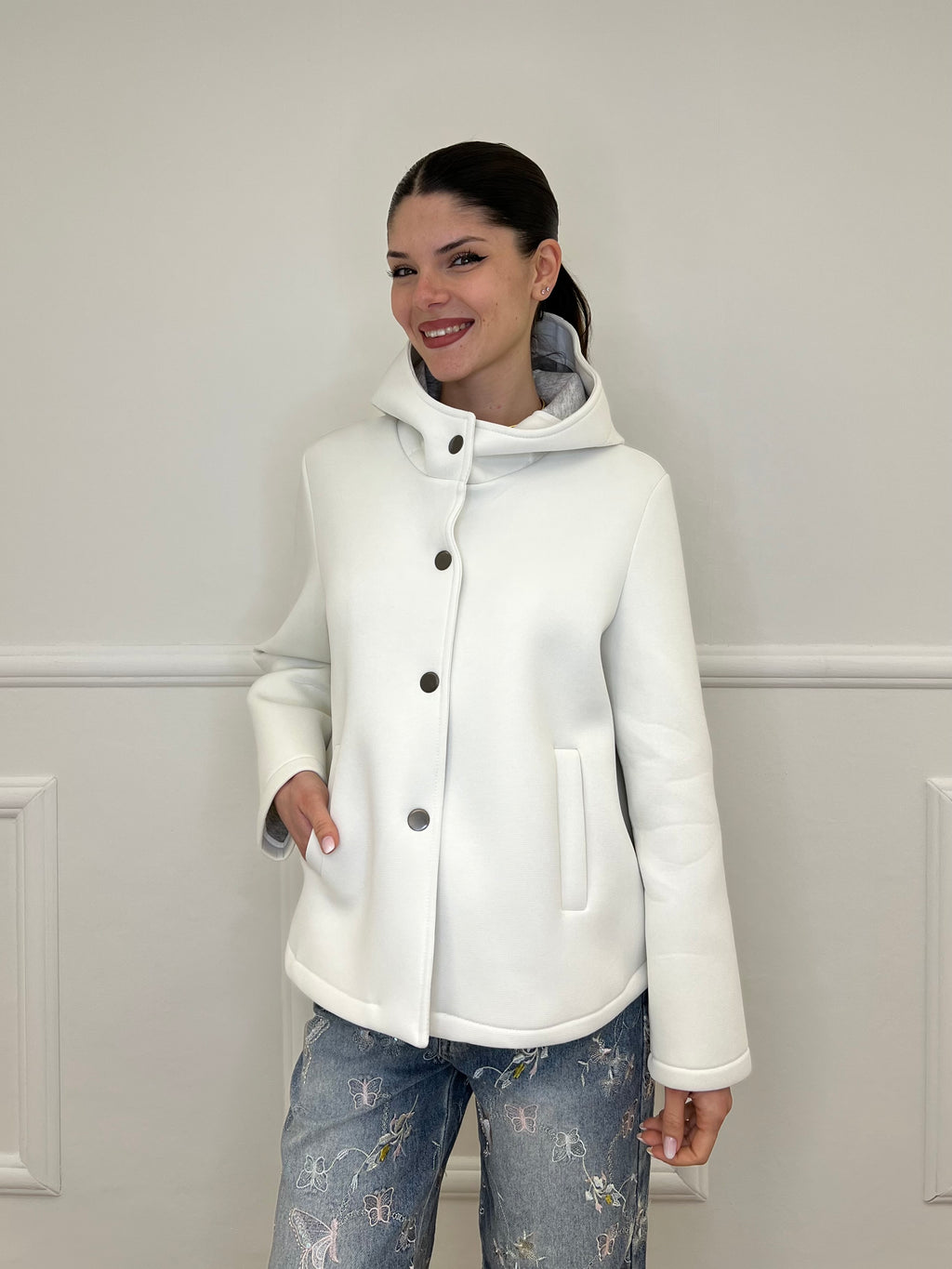 Giacca Neoprene Nido D'ape 26289 Panna