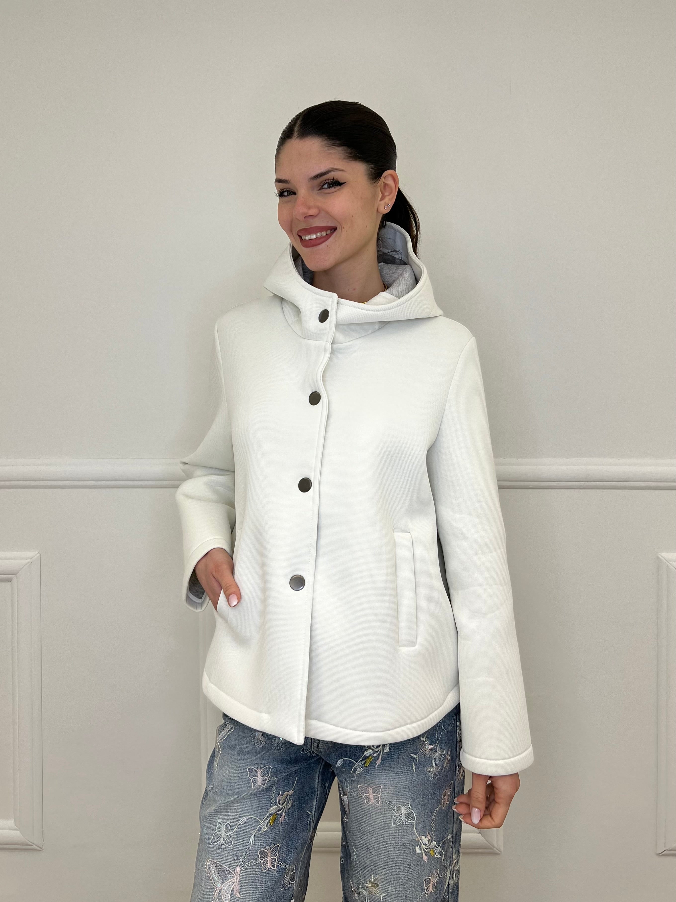 Giacca Neoprene Nido D'ape 26289 Panna