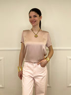 Maglietta In Raso Di Viscosa 82008 Rosa