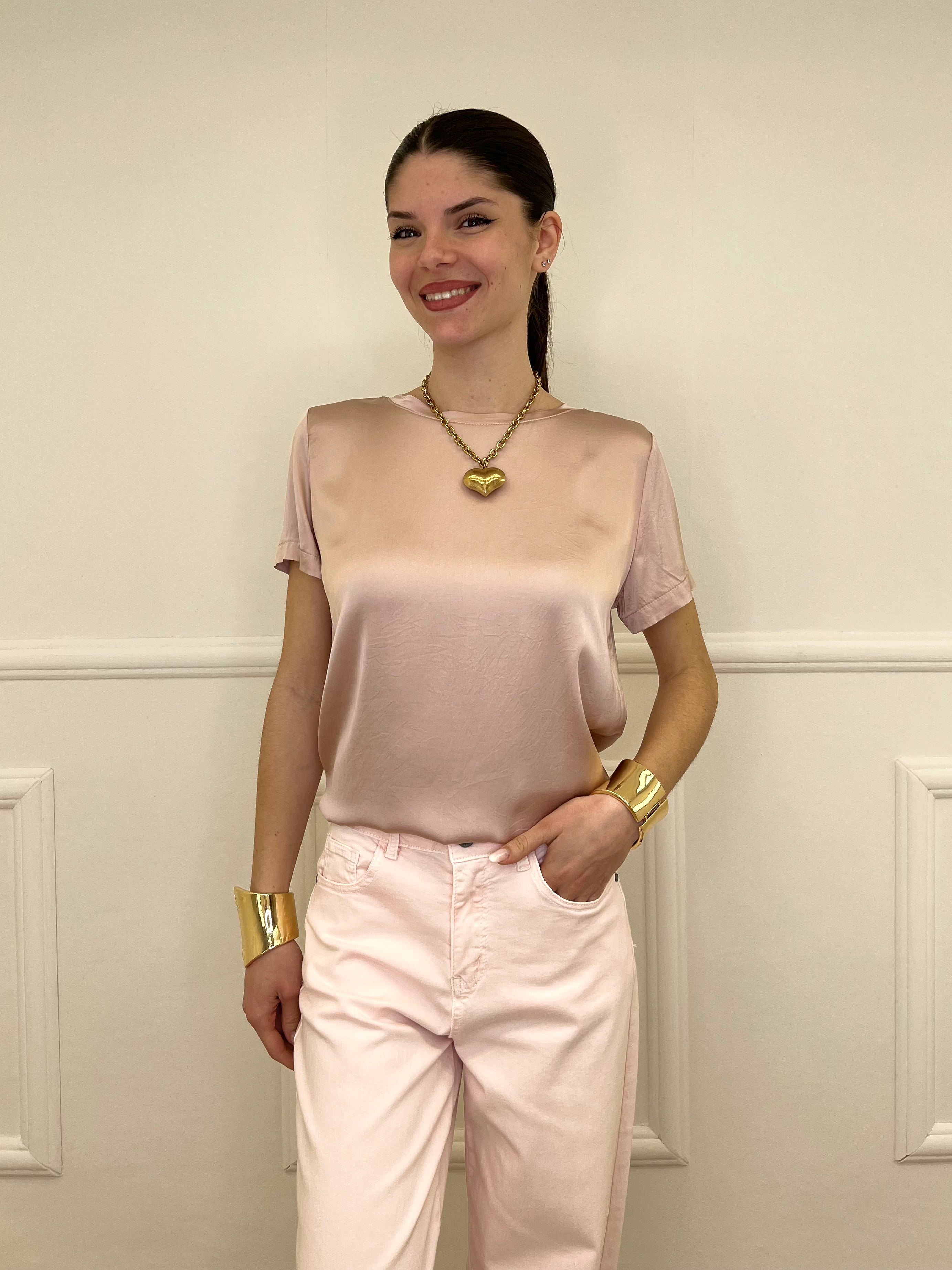 Maglietta In Raso Di Viscosa 82008 Rosa