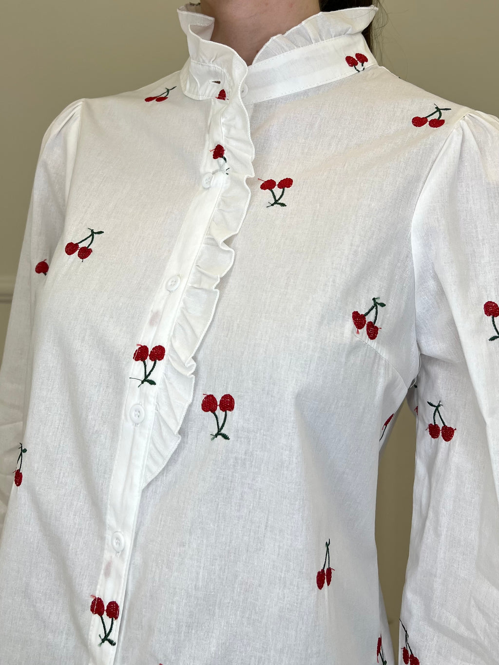 Camicia Ciliegie Coreana 81197 Bianco