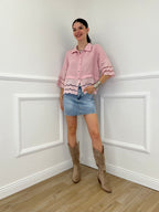 Camicia Lino Maniche Sangallo 1788 Rosa