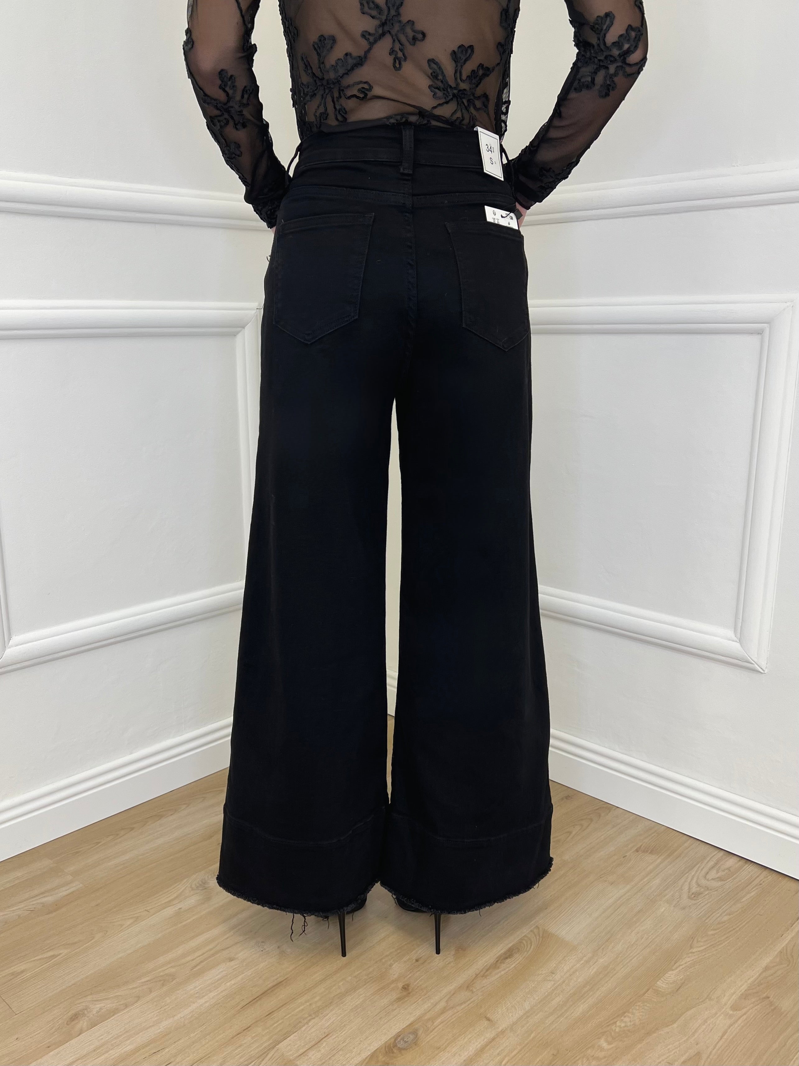 Jeans Palazzo Sfrangiato JK8117 Nero