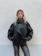 Bomber Ecopelle Martellata F01 Nero