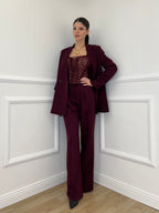 Top Bustier in Pizzo 7358 Burgundy