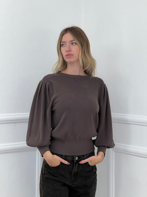 Maglia Maniche a Palloncino 9555 Marrone