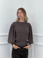 Maglia Maniche a Palloncino 9555 Marrone