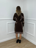 Cardigan Jacquard Jungle 90059 Marrone