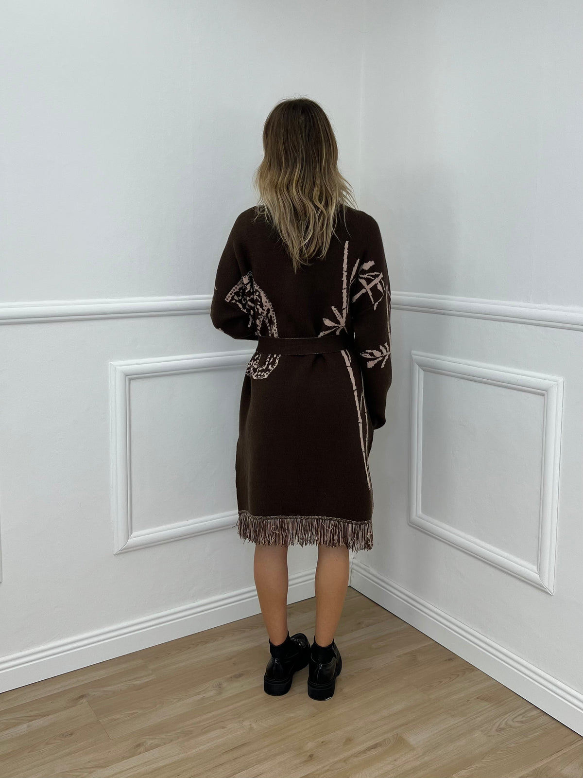 Cardigan Jacquard Jungle 90059 Marrone
