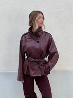 Trench Corto In Ecopelle 2610 Burgundy