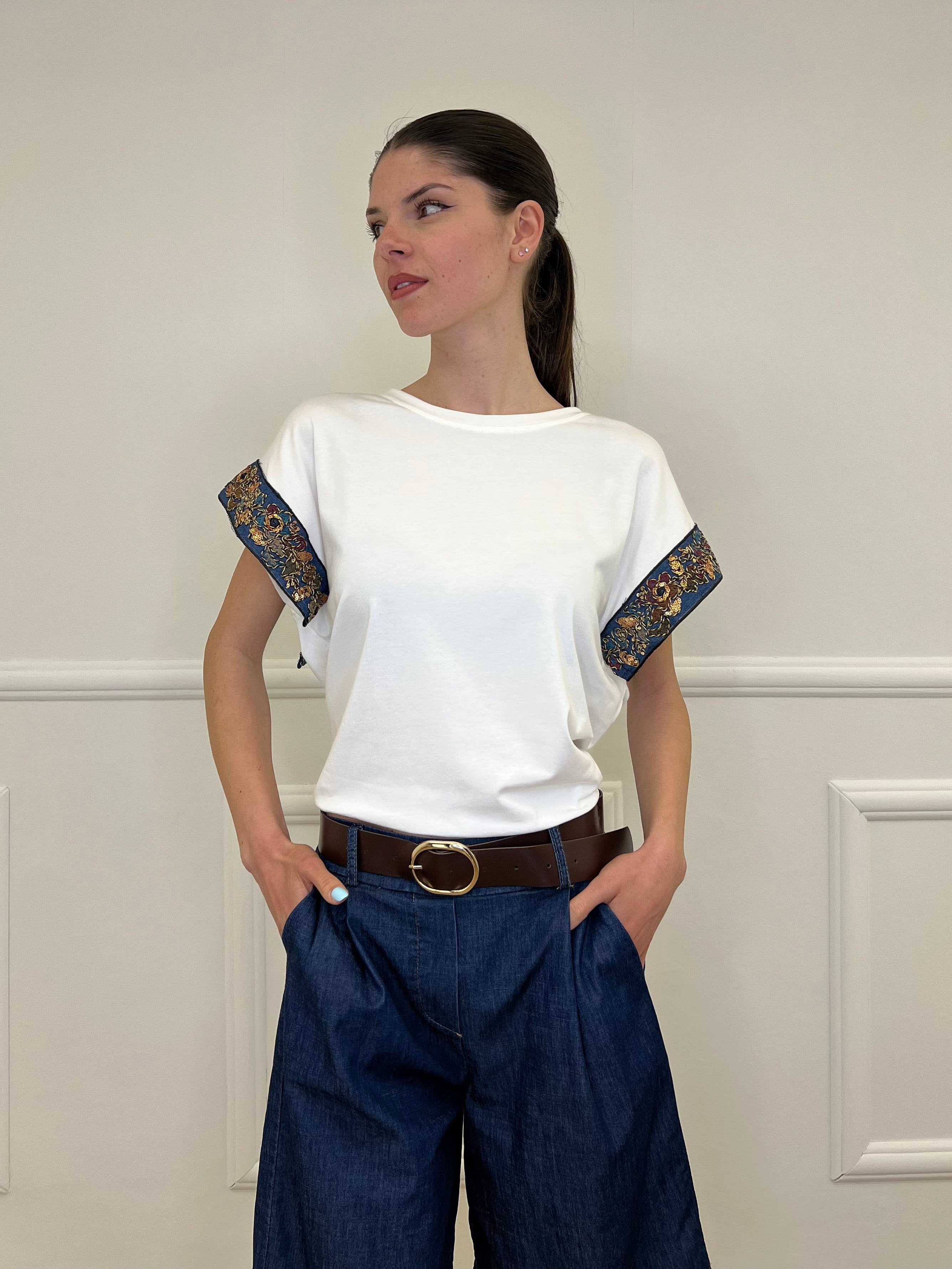 T-shirt Passamaneria Denim 3386 Bianco
