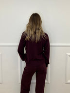 Maglia Scollo a V Over Con Pizzo 5588 Burgundy
