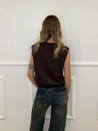 Gilet Over in Maglia 9263 Marrone