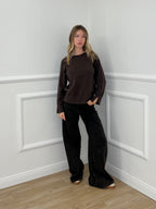 Maglia Polsini con Spacco 24160 Marrone