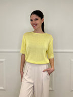 Maglia Profili a Contrasto 2780 Giallo e Bianco