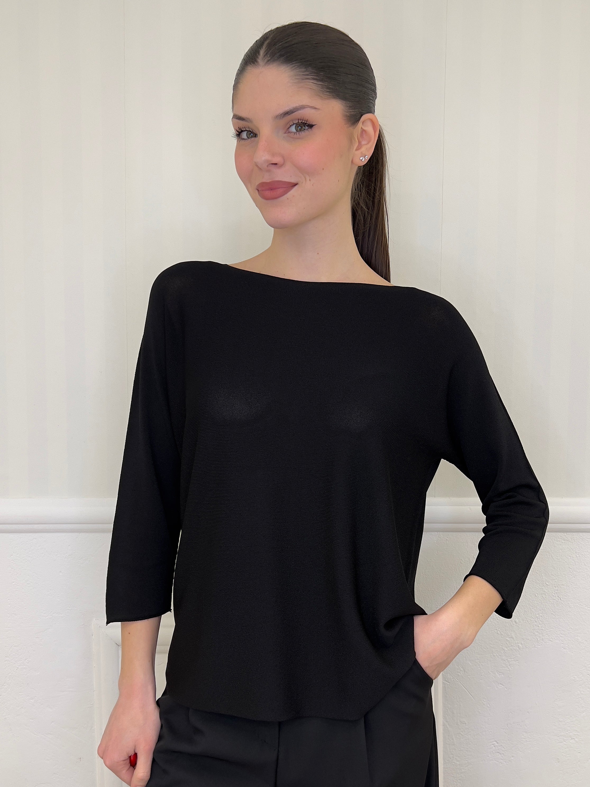 Maglia Over Viscosa 9503 Nero - Bazar Abbigliamento
