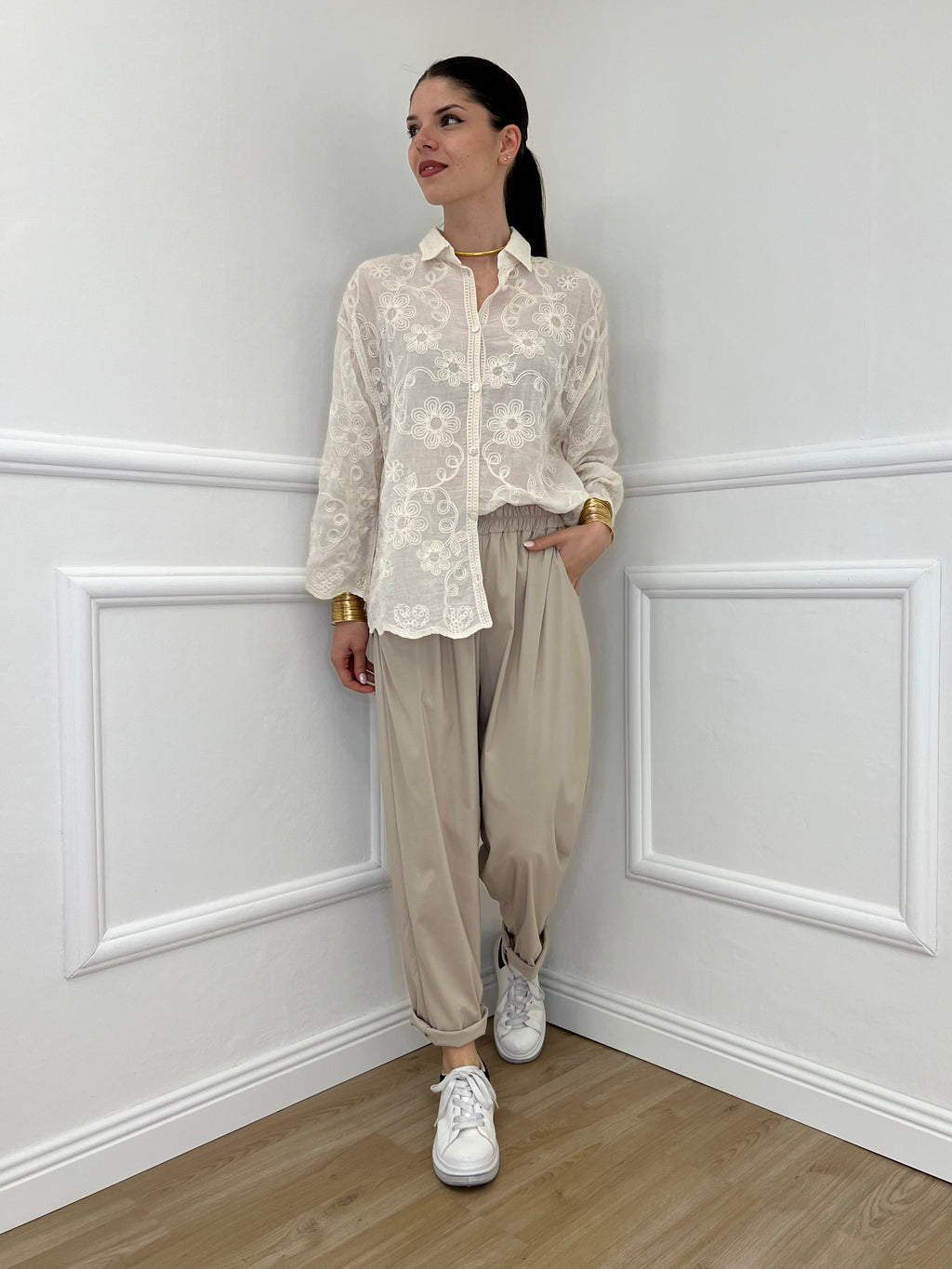 Pantalone Baggy Viscosa 2815 Beige