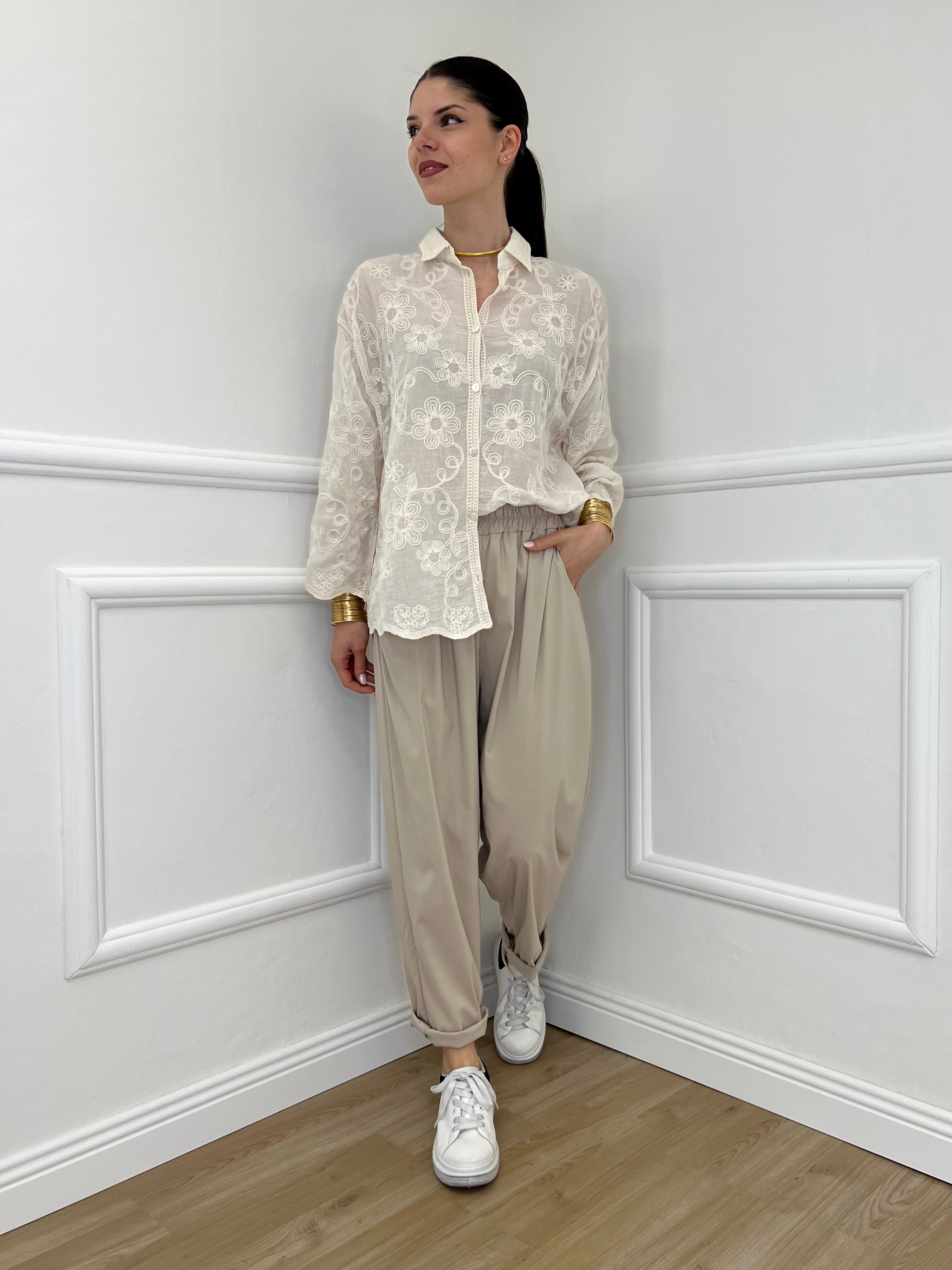 Pantalone Baggy Viscosa 2815 Beige