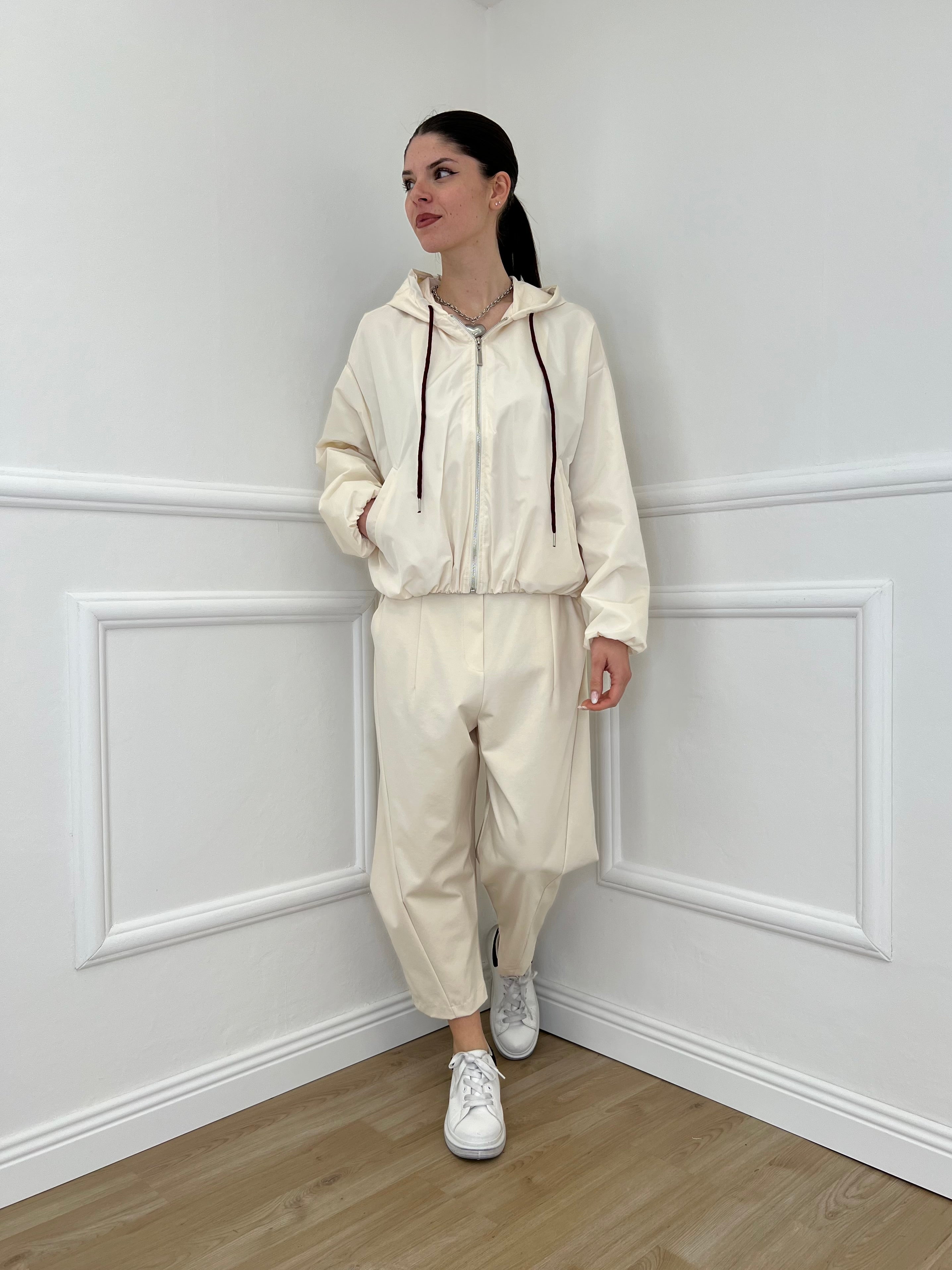 Pantalone Balloon Punto Milano 9516 Panna