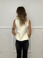Gilet Asimmetrico in Maglia 5410 Panna
