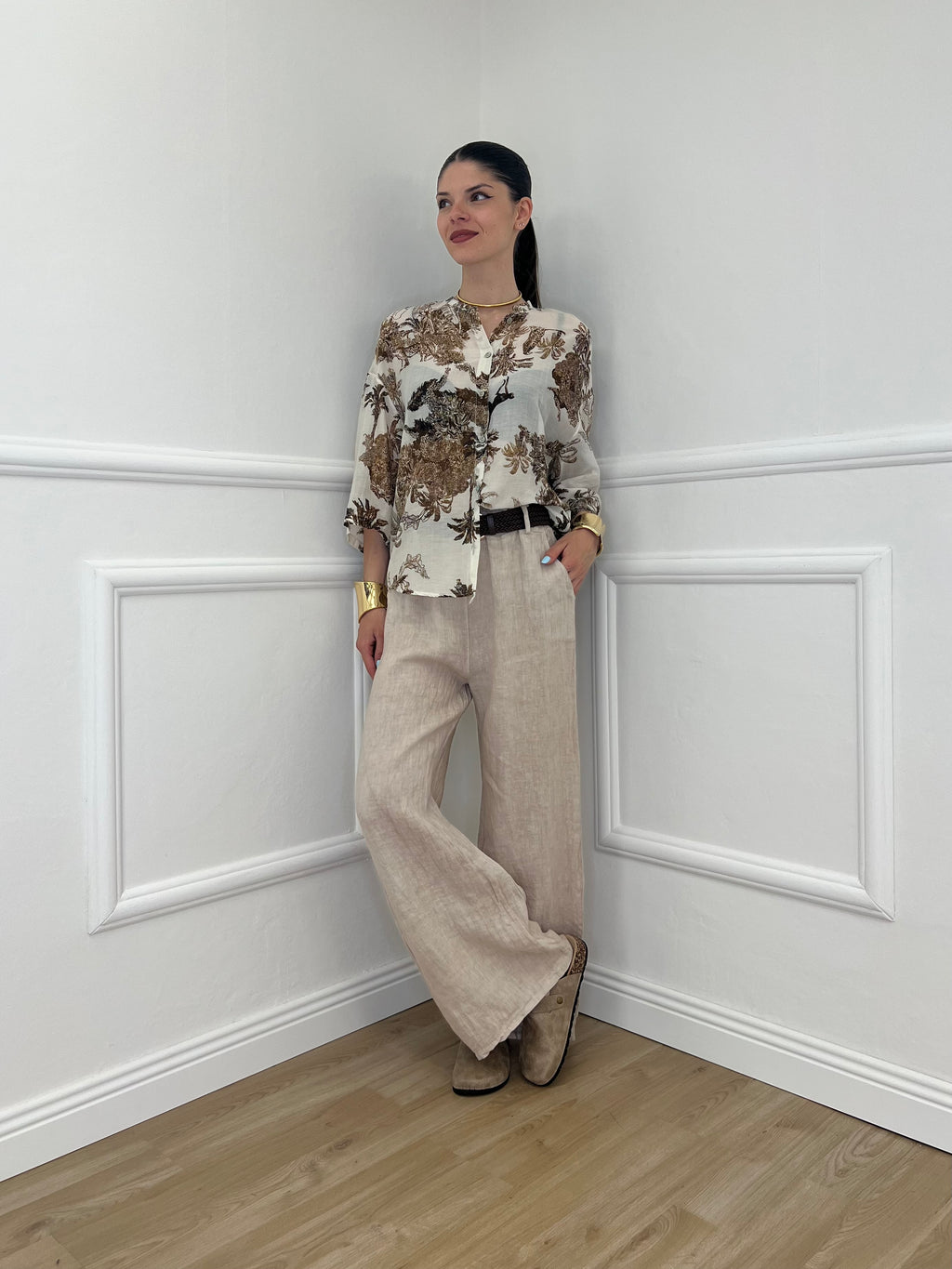 Camicia Jungle Cotone e Seta 93-242 Ecru