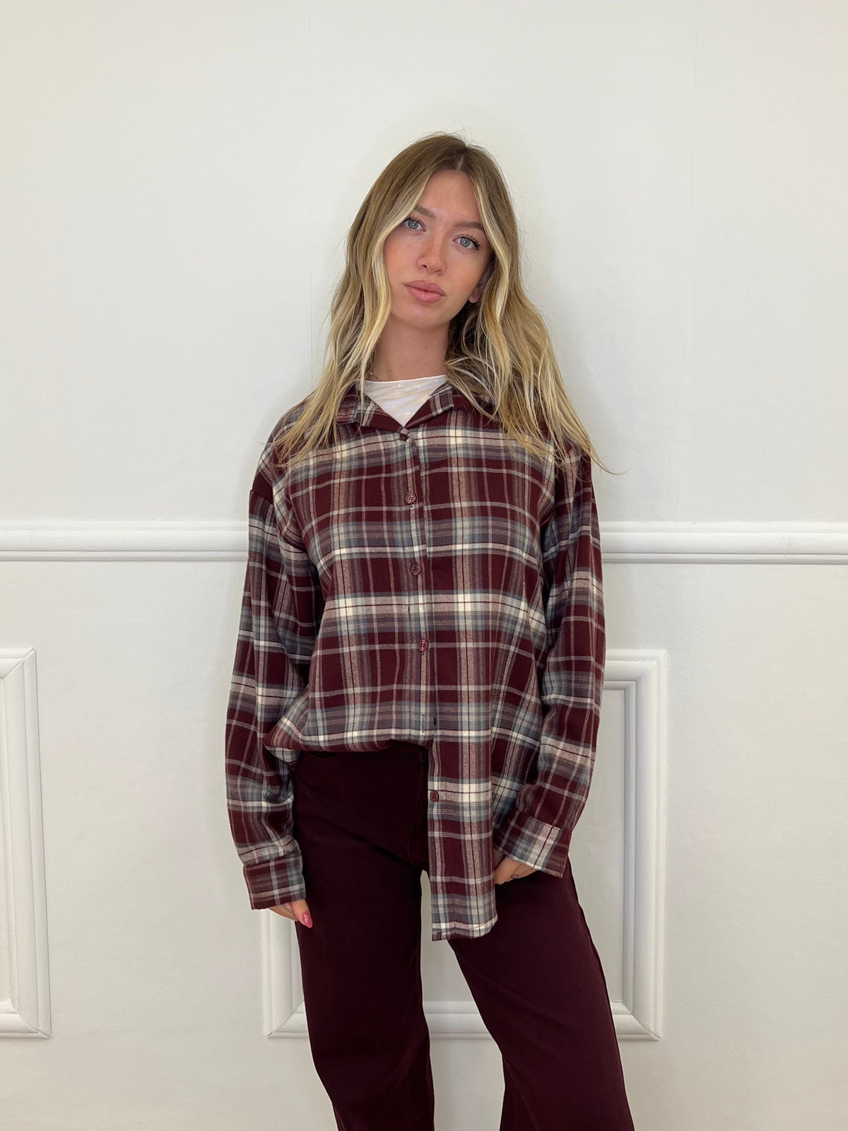 Camicia Over Madras 42932 Burgundy