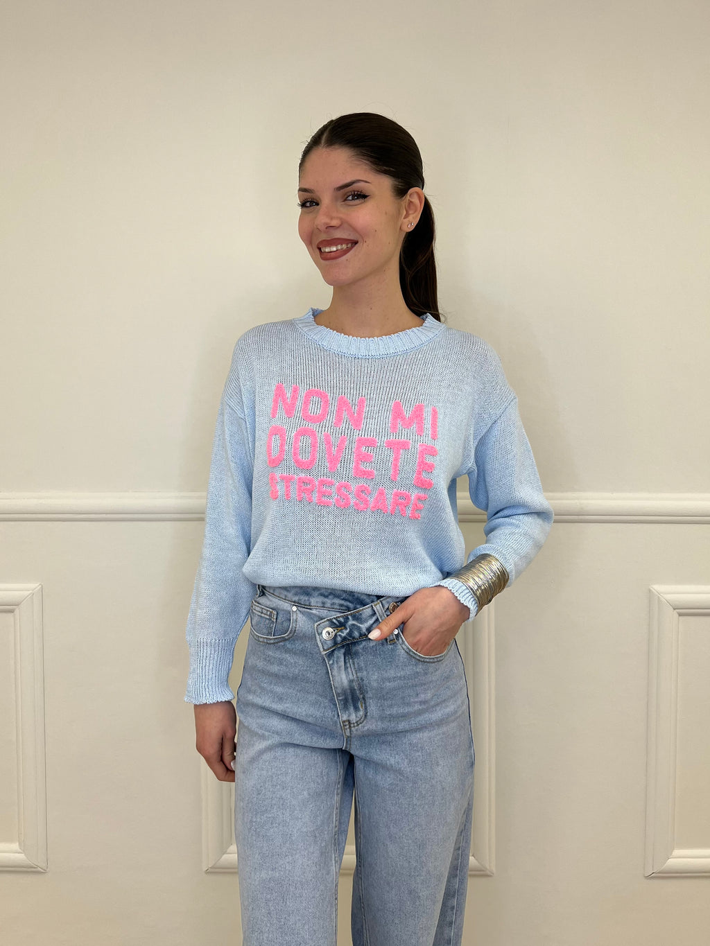 Maglia "Non Mi Dovete Stressare" 3695 Azzurro