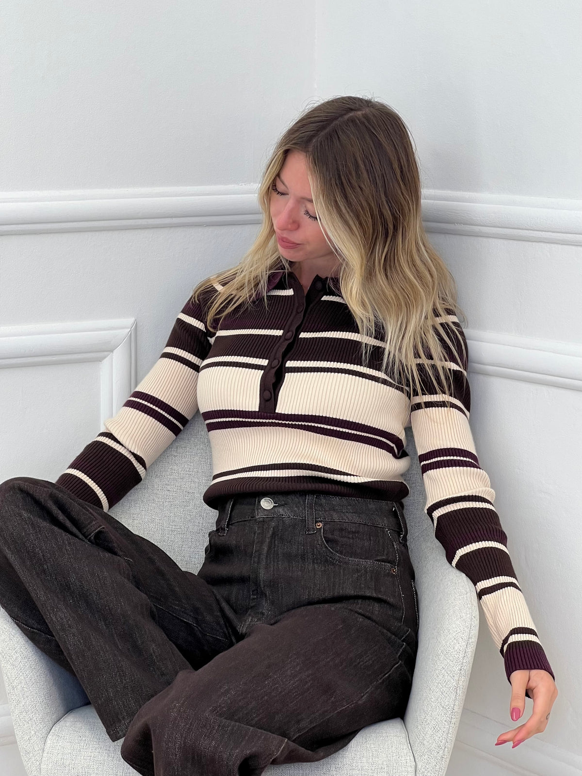 Polo a Righe 5530 Burgundy