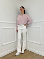 Pantalone Flare Cintura 26513 Bianco