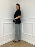 T-shirt Asimmetrica Con Pizzo 2824 Nero