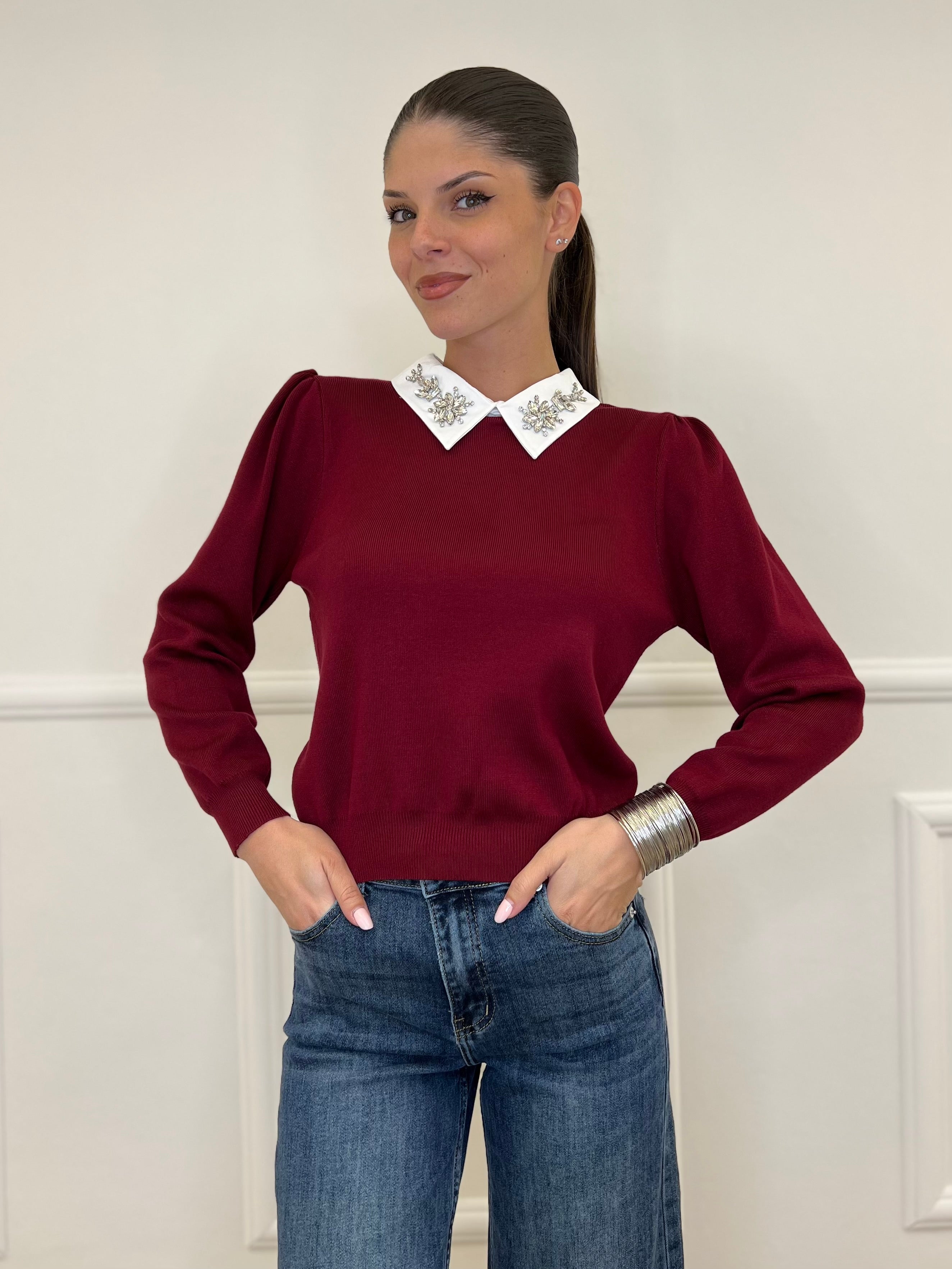 Maglia Collo Gioiello 7818 Bordeaux