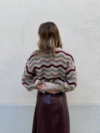 Maglia Ondina Maniche Palloncino 50331 Burgundy e Verde