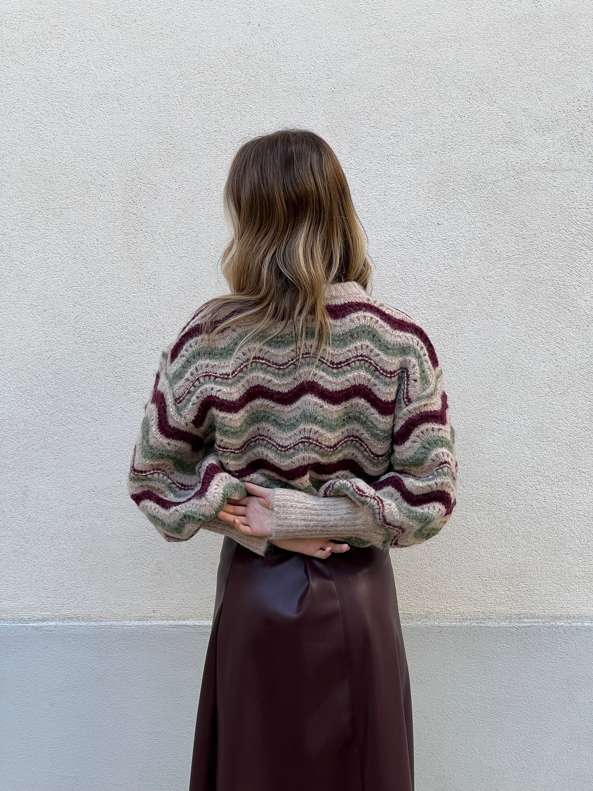 Maglia Ondina Maniche Palloncino 50331 Burgundy e Verde