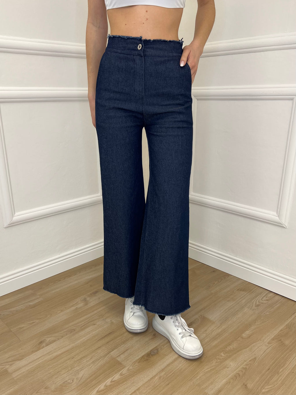 Pantalone Chambray Sfrangiato 5657 Blu