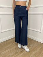 Pantalone Chambray Sfrangiato 5657 Blu