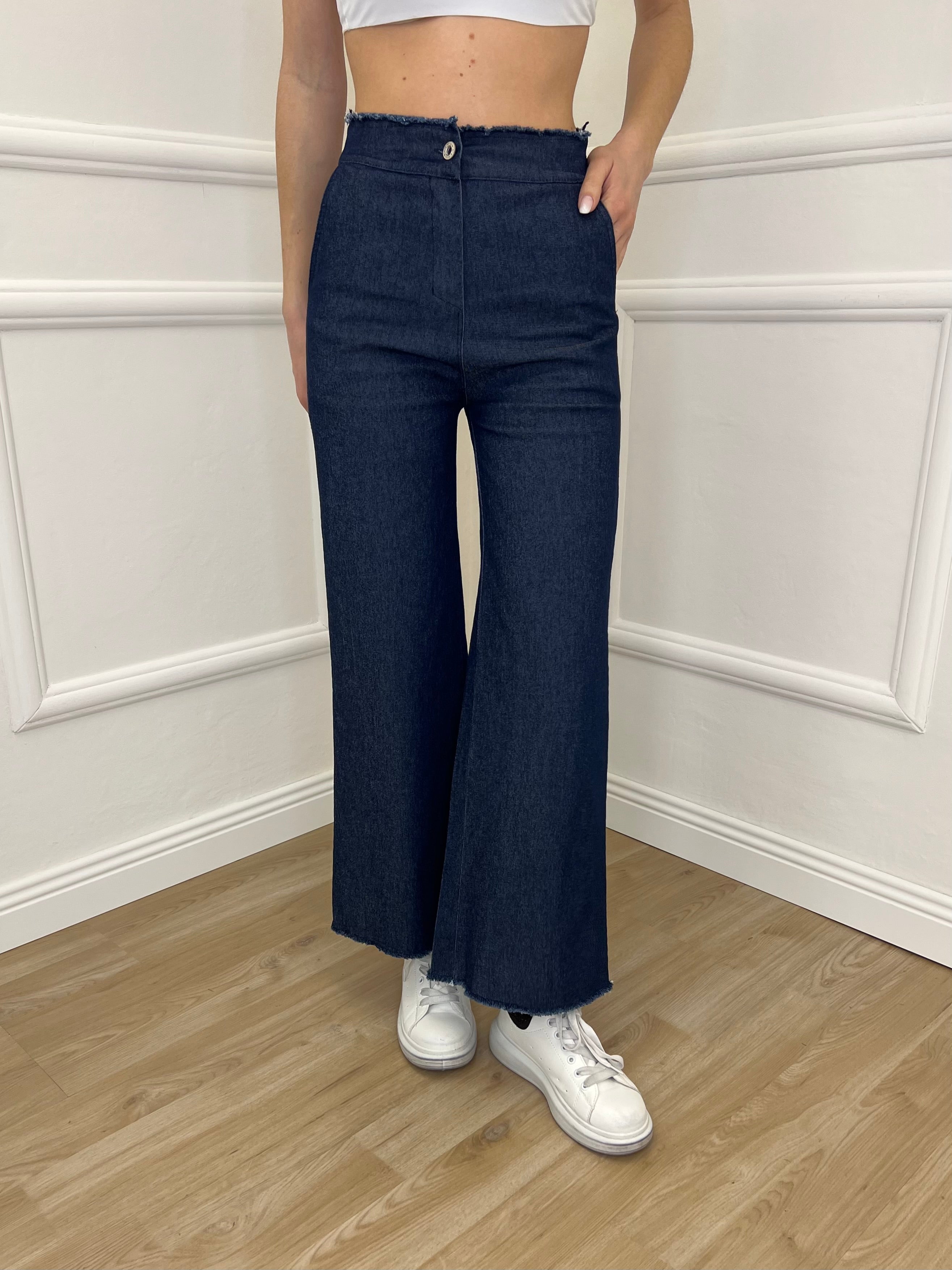 Pantalone Chambray Sfrangiato 5657 Blu