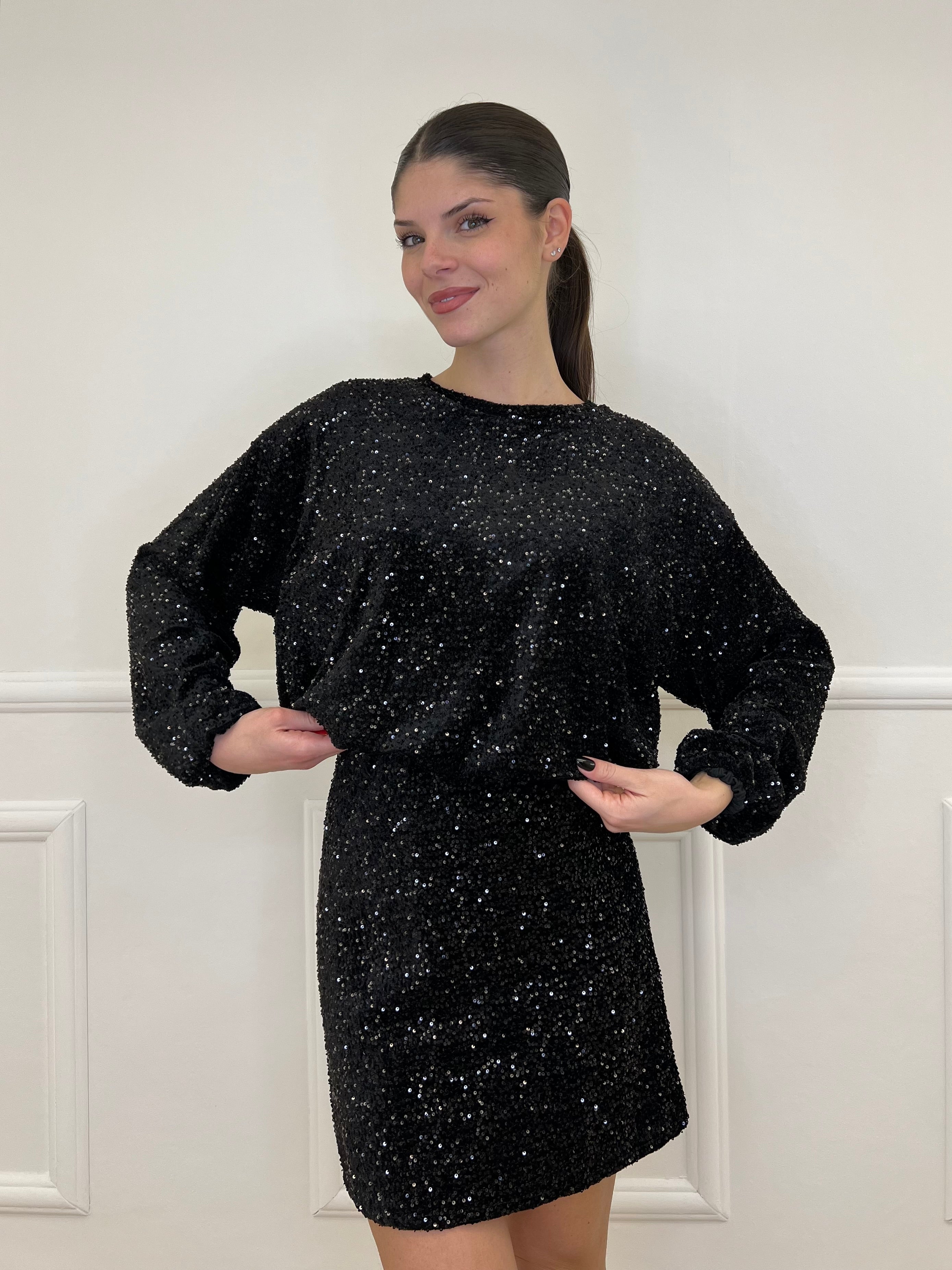Maglia Paillettes 90225 Nero